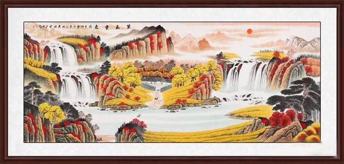 辦公室裝修中公司辦公室前臺(tái)掛什么字畫(huà)好《紫氣東來(lái)》
