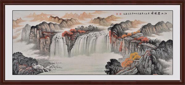 董事長(zhǎng)辦公室設(shè)計(jì)時(shí)掛哪些裝飾畫，可以襯托出品味和修養(yǎng)《江山攬勝圖》